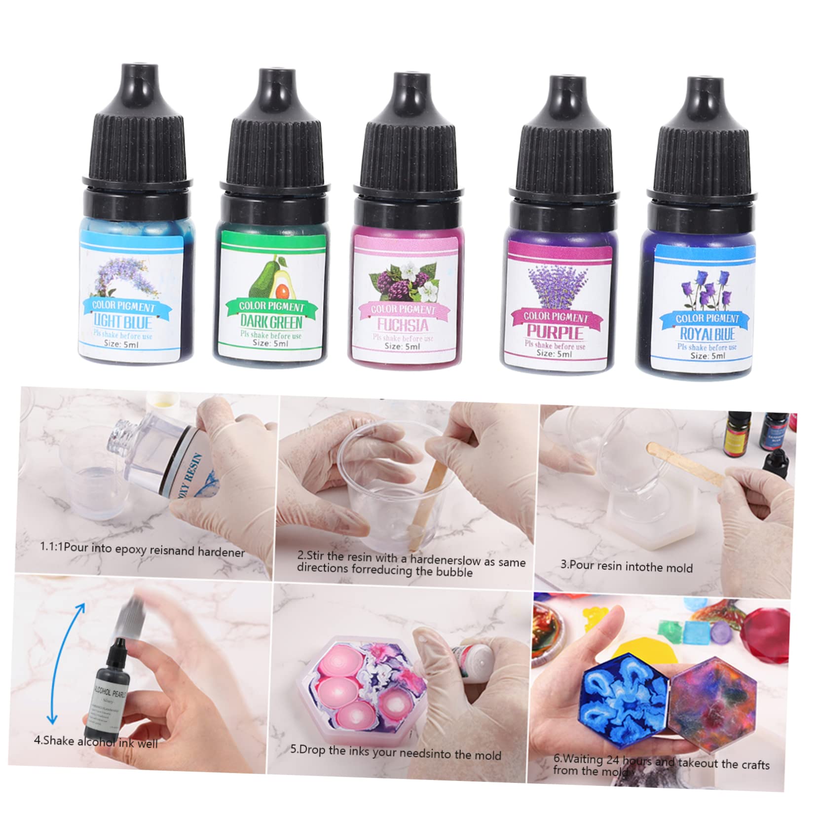 Housoutil Colores Pigmento de Resina Epoxi Colorantes Líquidos para Resina UV DIY Manualidades Material de Teñido para Proyectos de Epoxi