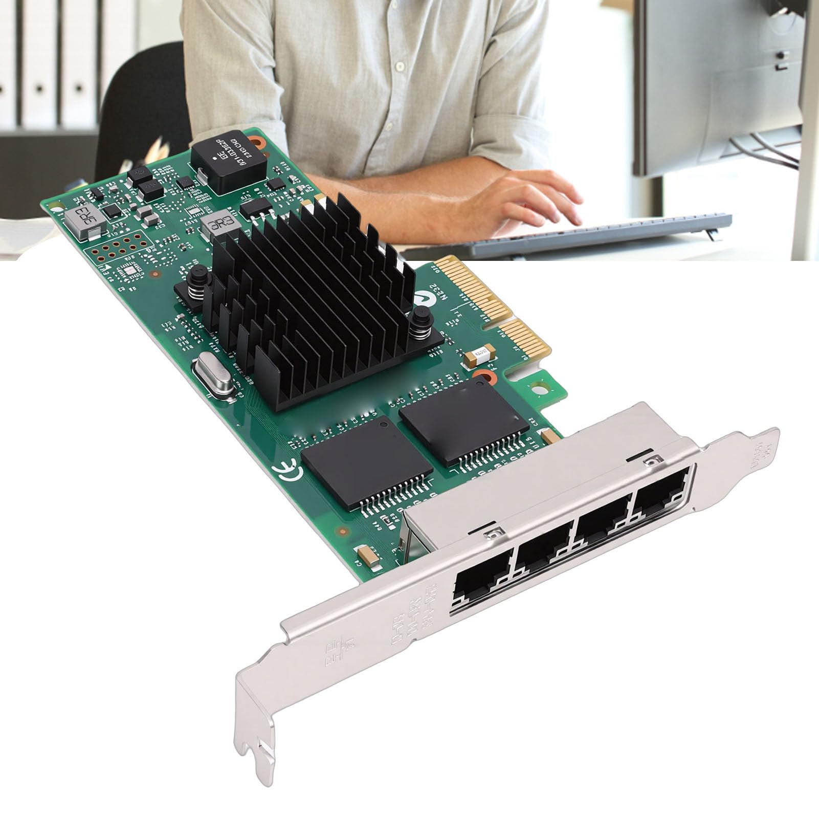 Scheda di Rete Gigabit, Adattatore Ethernet PCIe 2.0 X4 a 4 Porte con Supporto Chip 82580, per Server Desktop Sistemi di Storage per Visione Artificiale Industriale