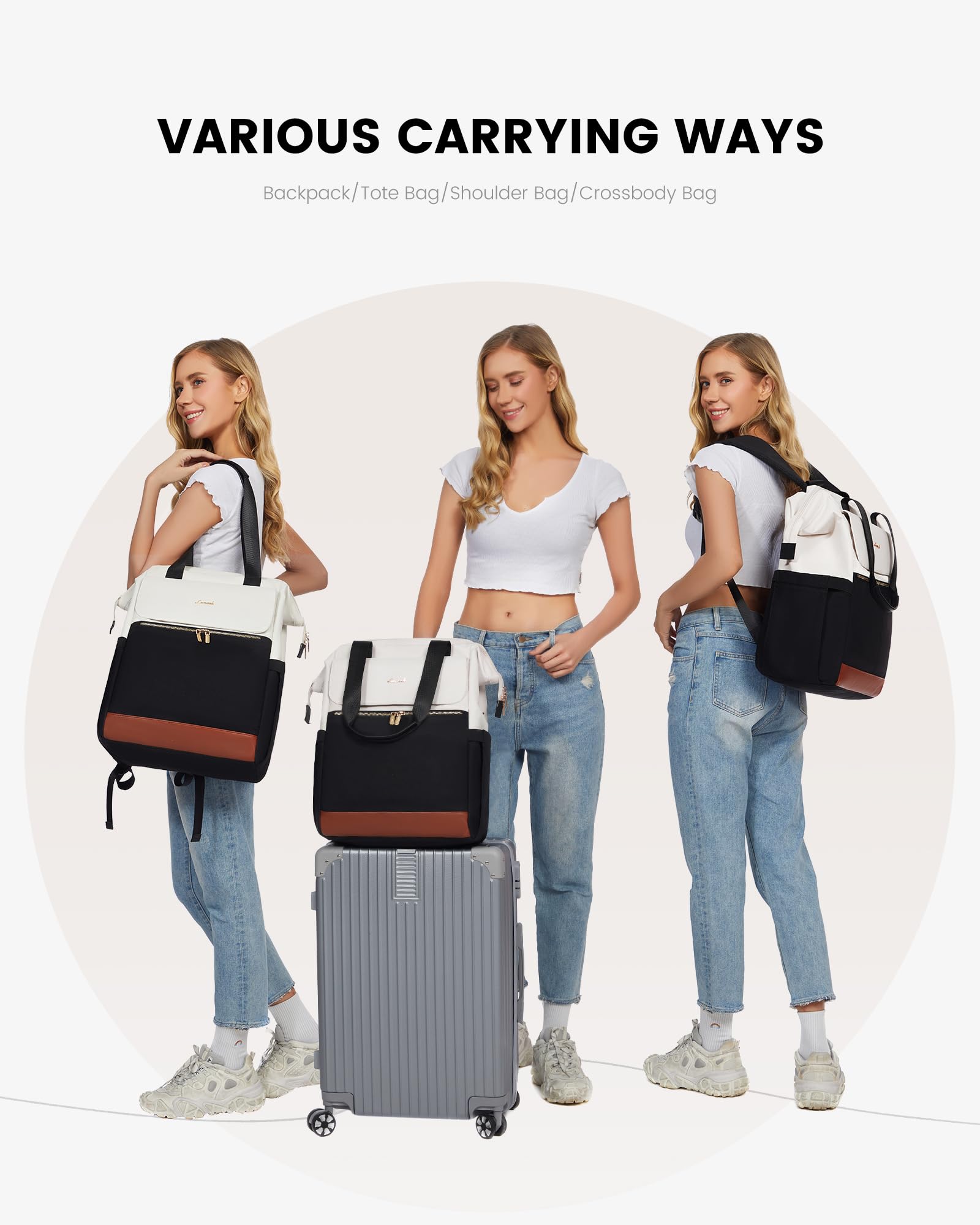 LOVEVOOK 15,6 Pollici Zaino Porta PC Donna, Zaino Lavoro Antifurto, Zaino da Università Impermeabile, Computer Backpack Capiente per Laptop con Porta USB per Viaggi, Docente, Ufficio, Scuola