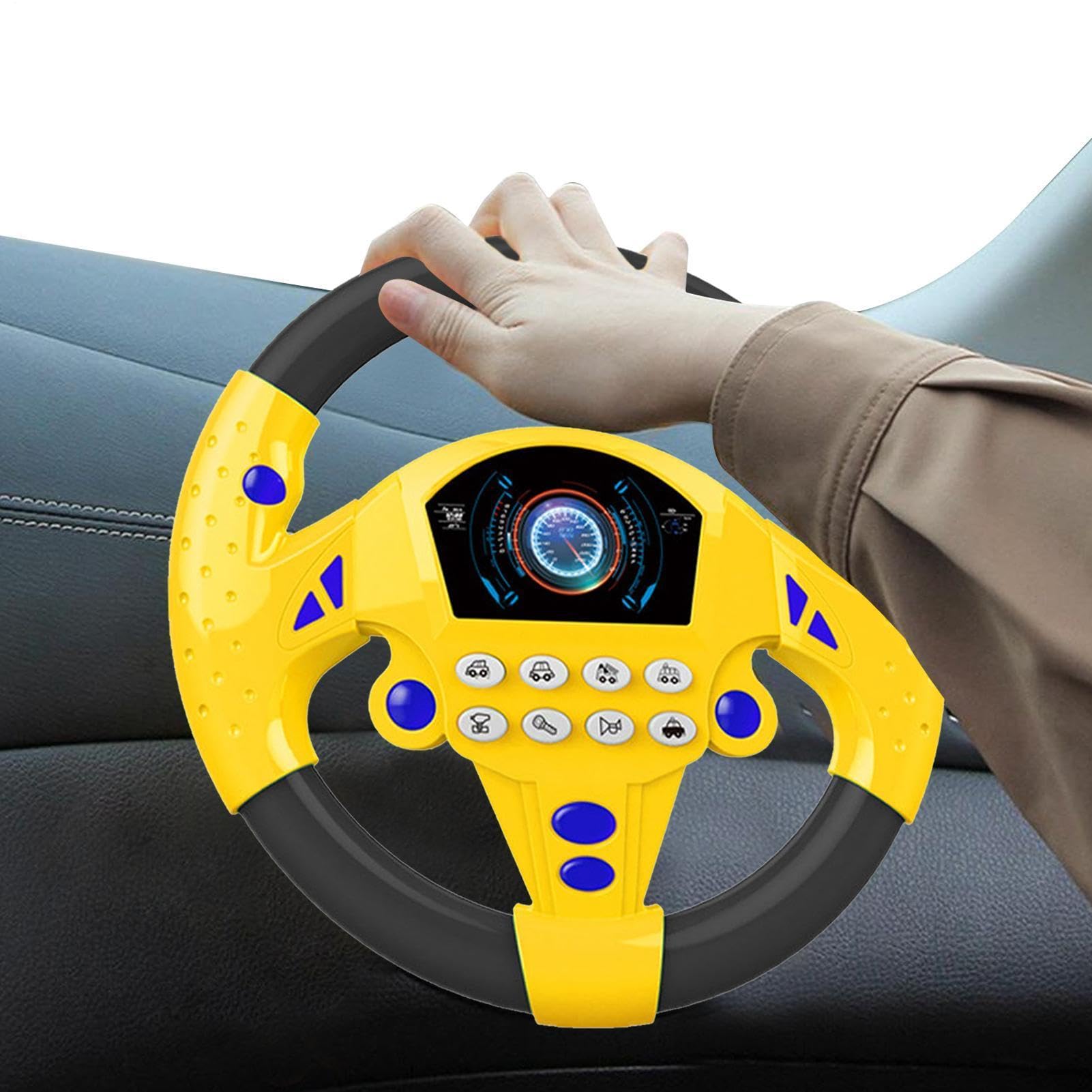 Children's Steering Wheel Toys,20x20cm Car Seat Toy Steering Wheel, Passenger Steerings Wheels Driving Toy,Simulated Portable Driving Controller Car, Early Education Pretend Games