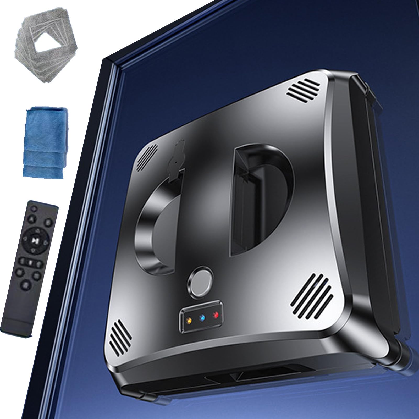 Robot Nettoyeur de vitres 3000 Pa avec Double Jet d'eau, télécommande, réservoir d'eau de 40 ML, Design Ultra-Fin, Lavable sur 150 m², Quadruple Protection, Noir