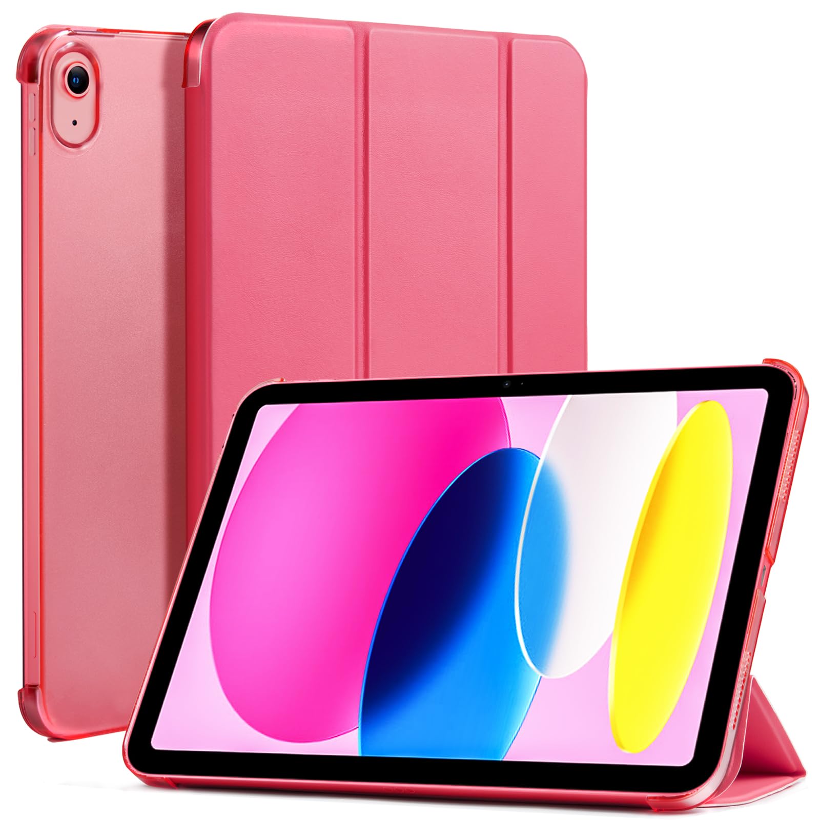 CoBak Funda para iPad A16 11.ª Gen 11" 2025 & iPad 10.ª Gen 10,9" 2022: Funda Fina con Parte Trasera rígida Transparente, Compatible con Touch ID, Fucsia