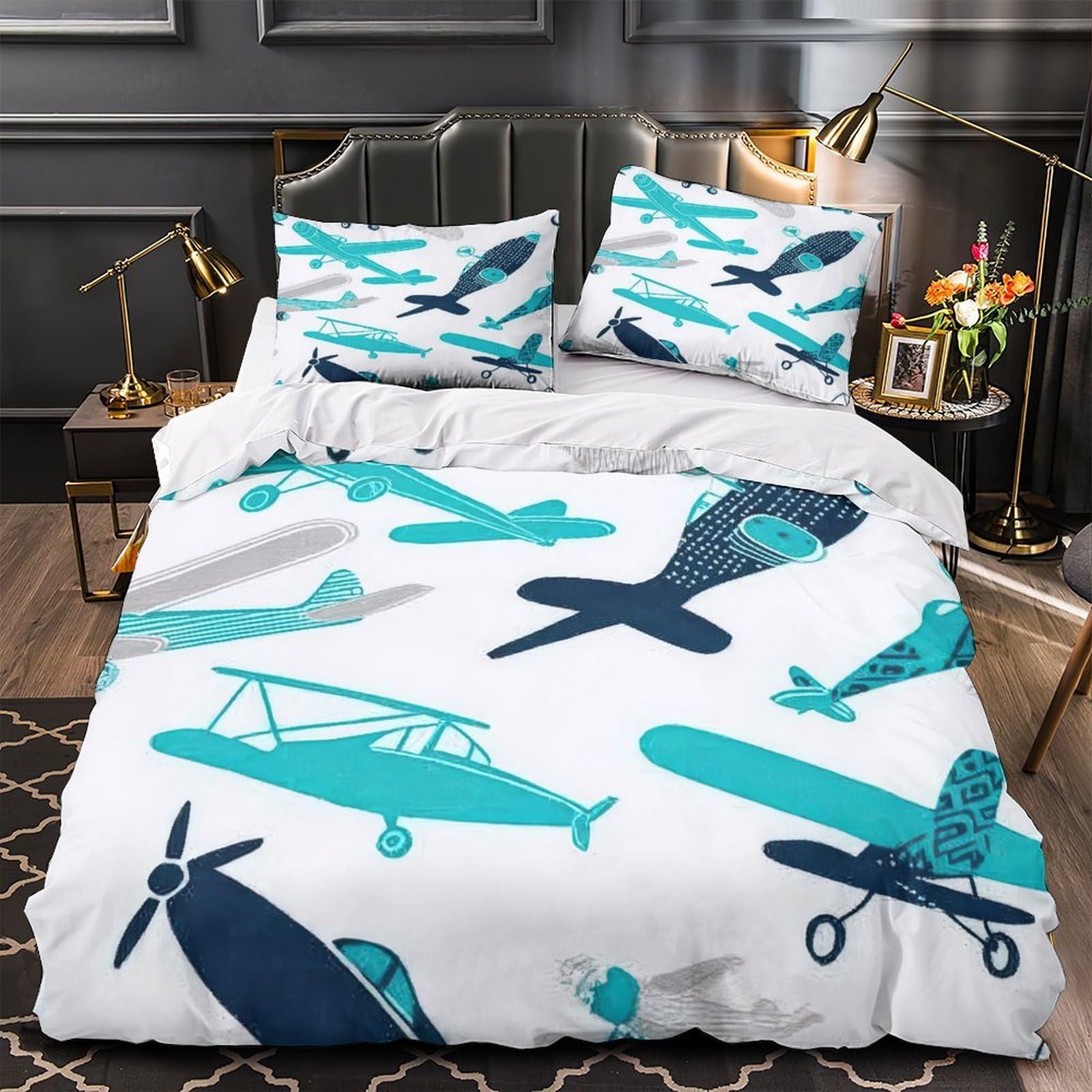 Housse de couette 3 pièces avion 3D, cadeau idéal chambre enfant