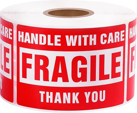 3 x 2 Inch Handle with Care 500 Fragile Stickers for Shipping Moving Glass Permanent Adhesive Fragile Labels (1 Roll, 500 Labels)