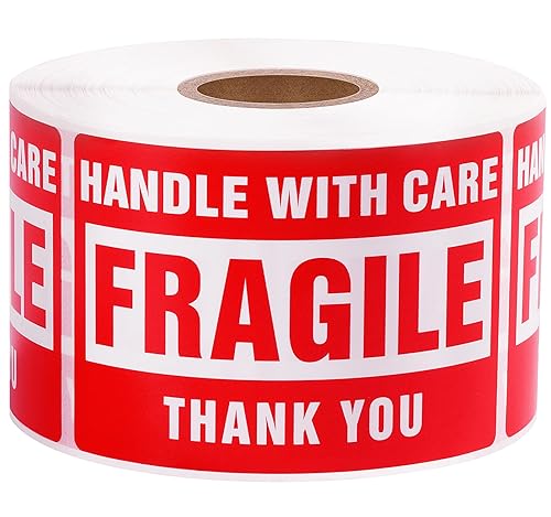 3 x 2 Inch Handle with Care 500 Fragile Stickers