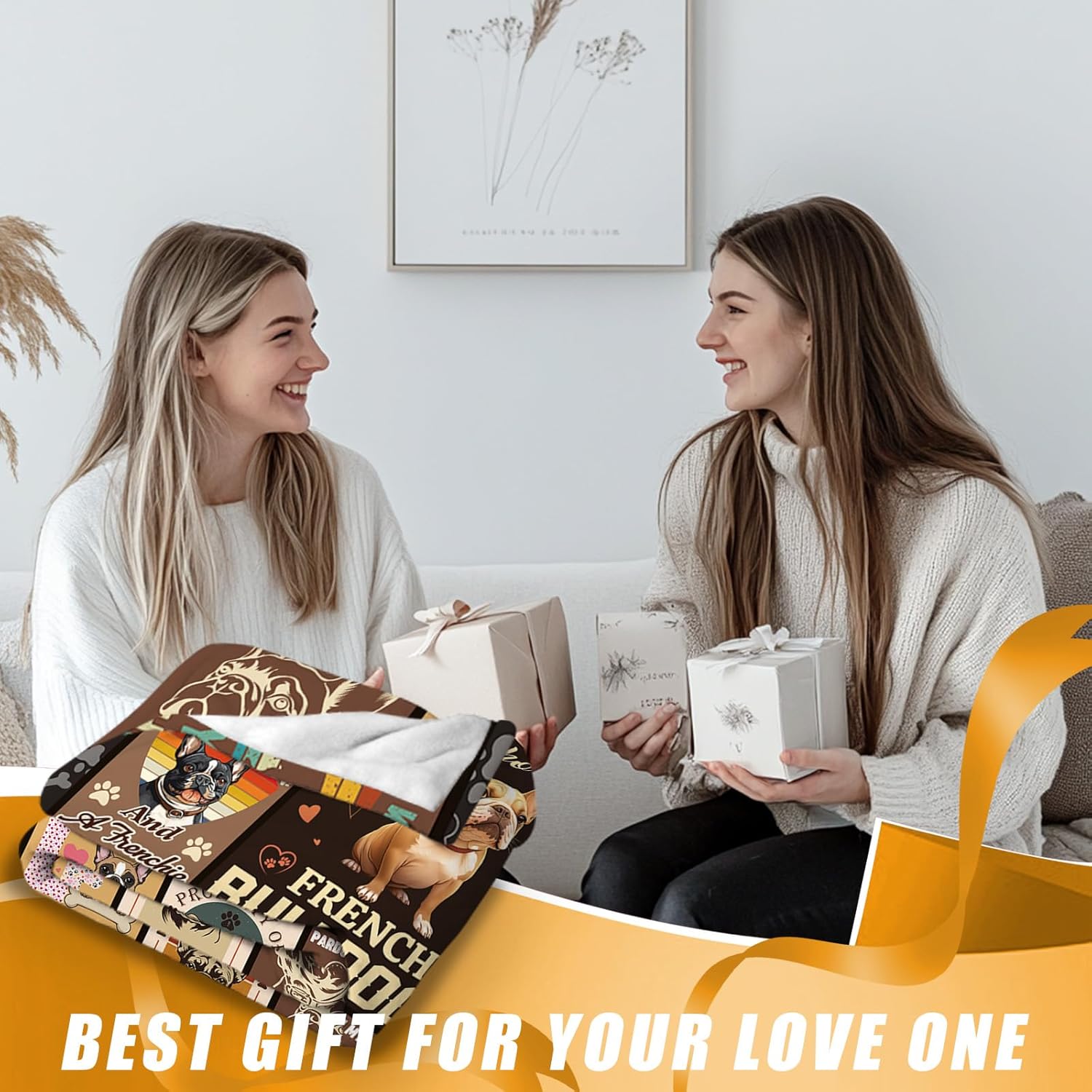 French Bulldog Gifts, French Bulldog Blanket for Women, Frenchie Gift for Dogs Mom Owner, Dog Decorations for Bulldogs Lovers, Birthday Gift for Sister Friend Grandma Mothers Day, 50''x60'' - Image 3