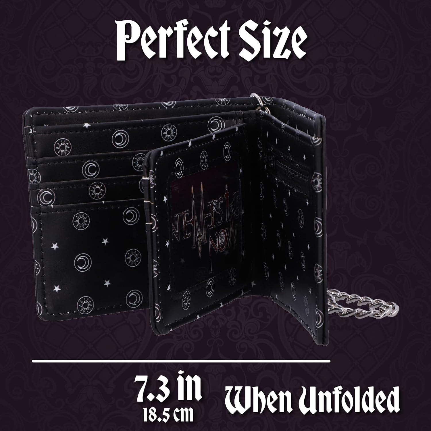 Nemesls Now Spirit Board Wallet, Embossed Ouija Design, Baroque Detailing, Occult-Themed, Black, 18.5cm - Image 7