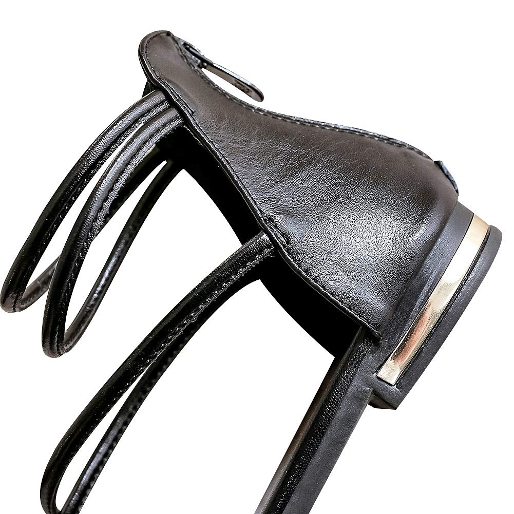 amropi Donna Incrociato Estate Open Toe Caviglia Cinghia Piatto Sandali