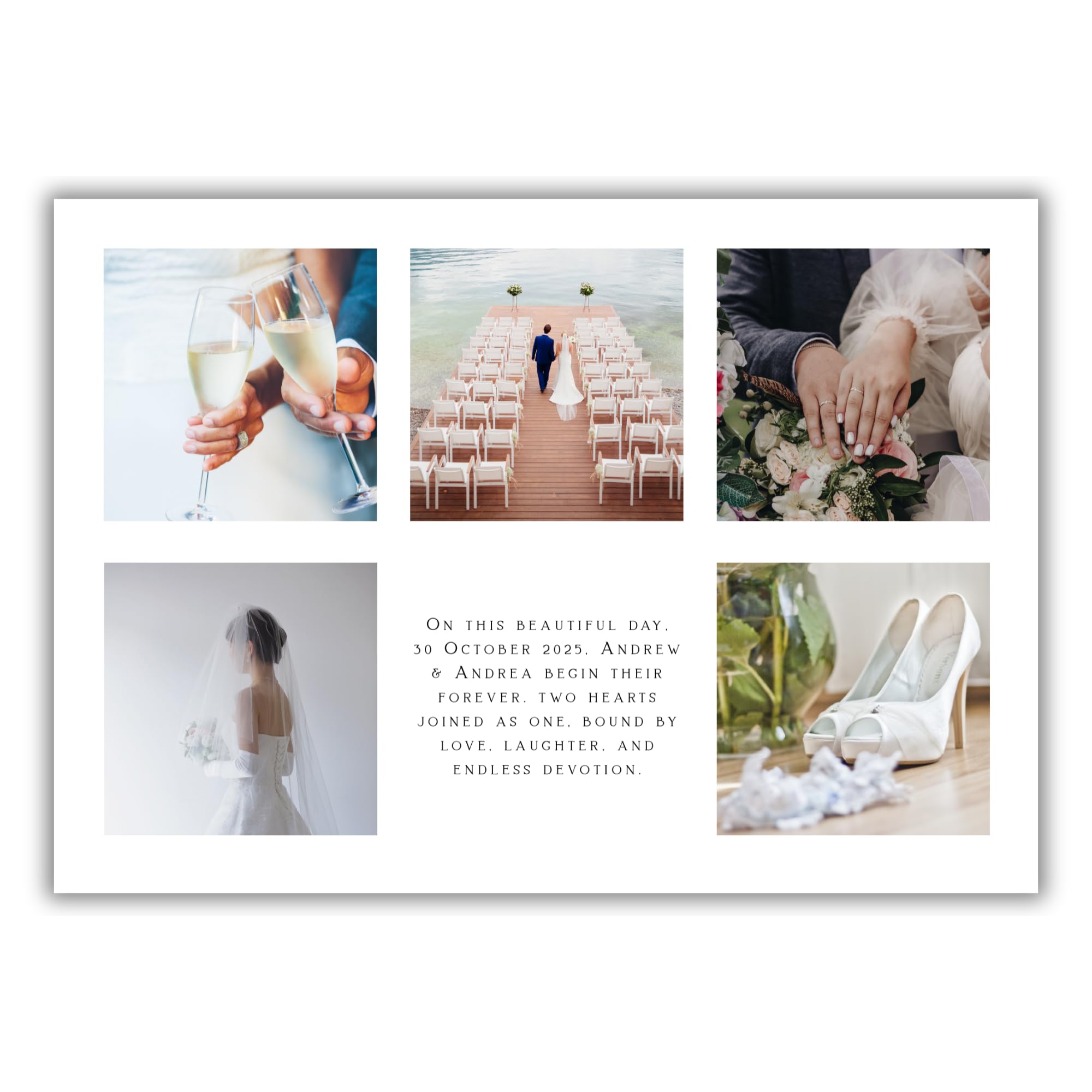 PosterLyte Personalised Photo Collage Custom Picture Print Create Your Own UNFRAMED Wall Art Poster (5 Images and Text Landscape) — image 1
