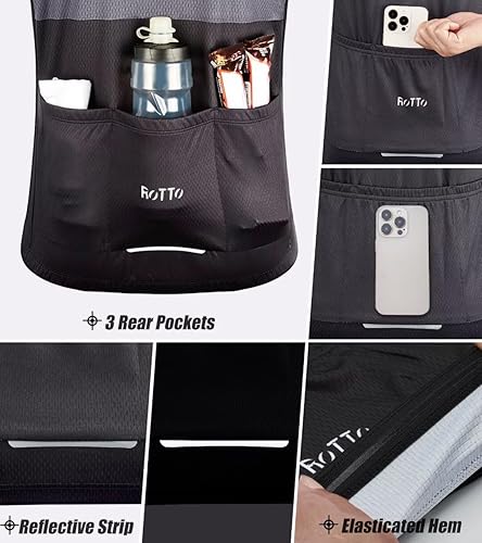 Miniatura 5 de ROTTO Camiseta de ciclismo para hombre, manga larga, línea simple, serie