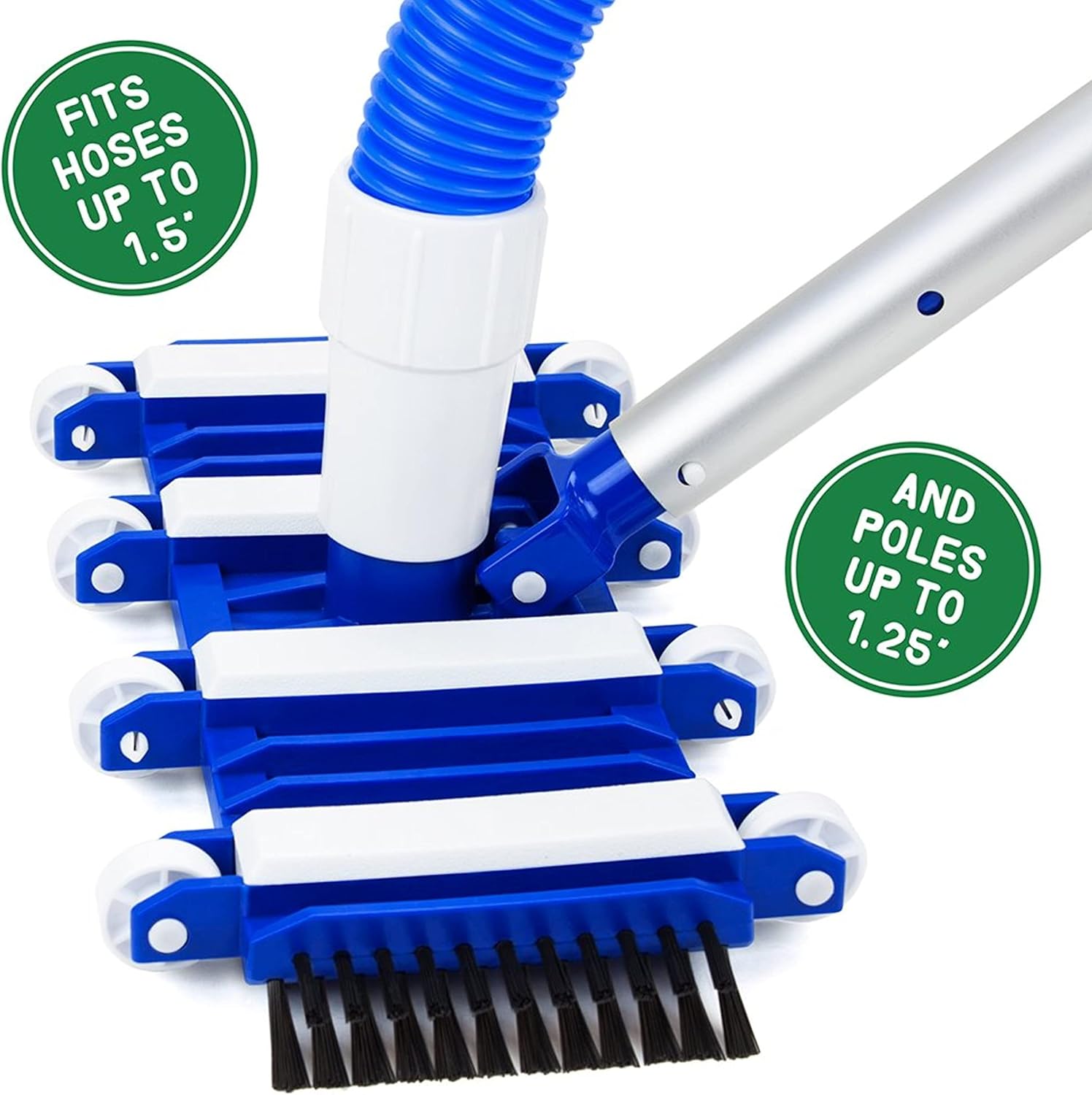 Weighted Flex Vacuum Head - 14-Inch Brush Attachment Tool with Nylon Side Bristles - Cleaning Supplies & Maintenance Accessories for Above or Inground Swimming Pool or Hot Tub