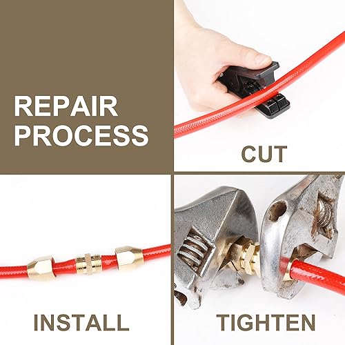 Miniatura 4 de Hromee 4 piezas de accesorios reutilizables de latón macizo para manguera de poliuretano PU de identificación de 14 pulgadas, accesorios de