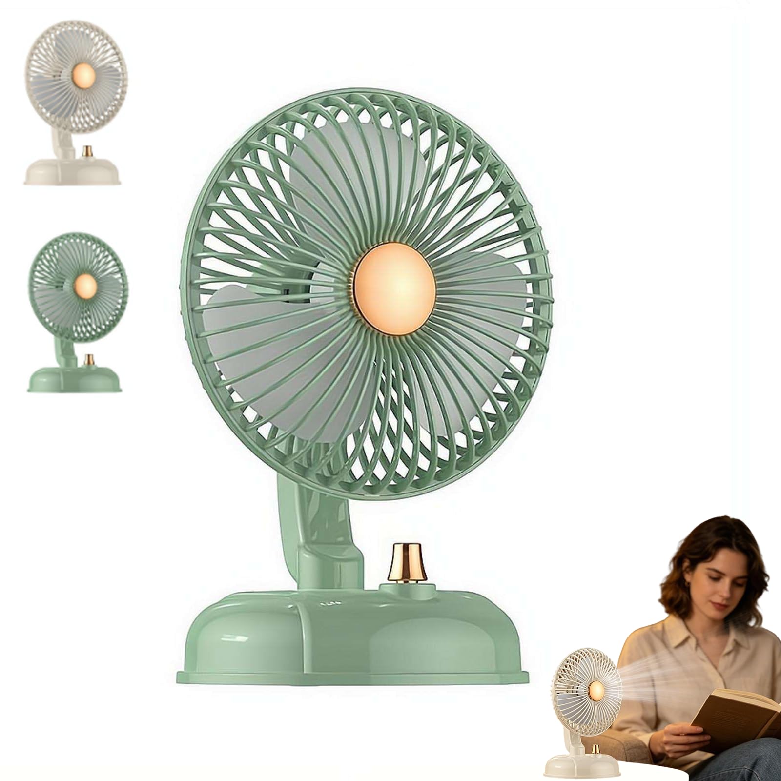 Vintage Metal Adjustable Oscillating Desk Fan, 4-Speed Plug-In Table Fan, 136° Oscillation + 30° Manual Tilt, for Bedroom, Living Room, Office, and Kitchen (Green)