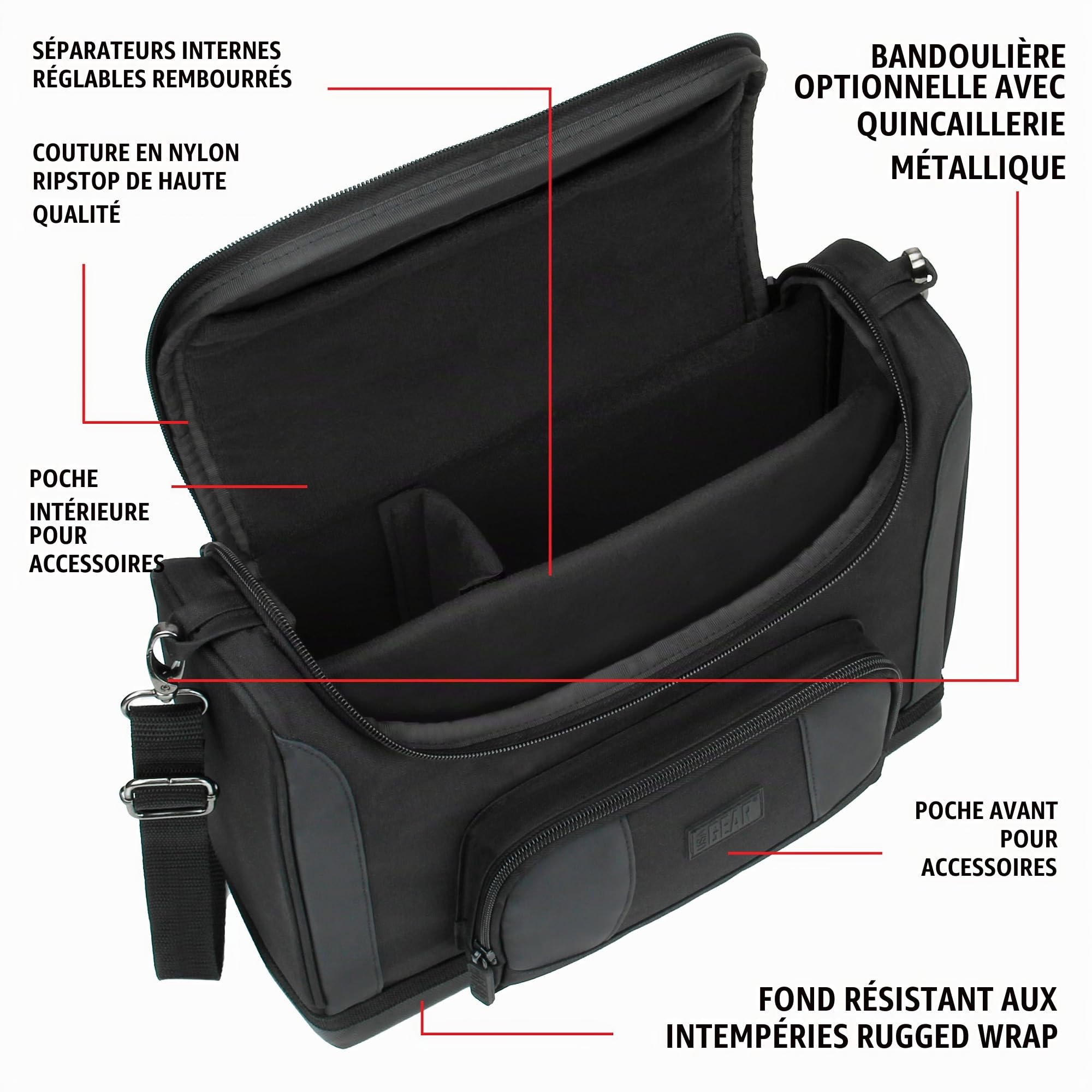 USA Gear Sacoche pour tablette compatible avec iPad Pro 11", iPad Air 10,9", iPad 10,2" - Sac Messager Compact avec Extérieur Durable, Intérieur Doux et Réglable pour Clavier, Chargeur, Plus (Noir)
