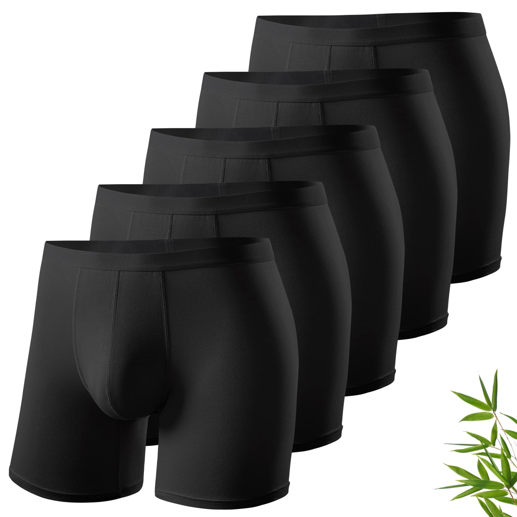 MEETYOO 3/5er Pack Lange Boxershorts Herren & Bambus Unterhosen Männer, Hautfreundlich, Atmungsaktiv-Verstärkte Nähte und das Anti-Roll-Saumdesign