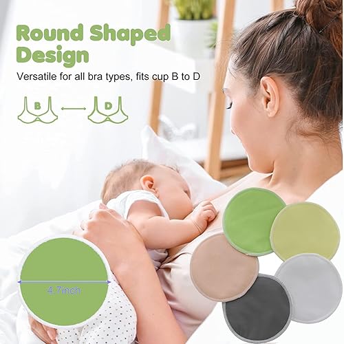 Miniatura 3 de RUIYUE Juego de 1 fundas de lactancia para lactancia materna y 5 almohadillas reutilizables de bambú orgánico para lactancia materna y bebé (D)