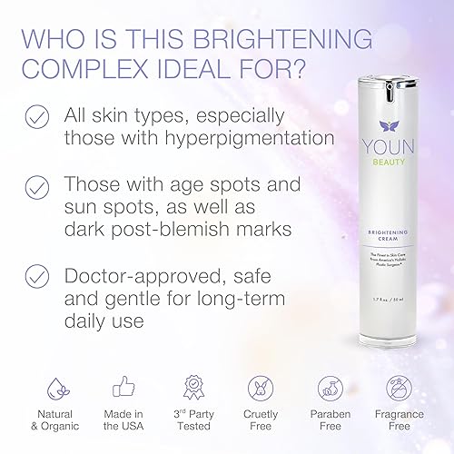 Miniatura 3 de YOUN Beauty Crema Iluminadora con Ácido Kójico, Ácido Glicólico y Extracto de Regaliz, 1.7 fl oz - Crema Sin Hidroquinona para Cara, Cuello y Escote