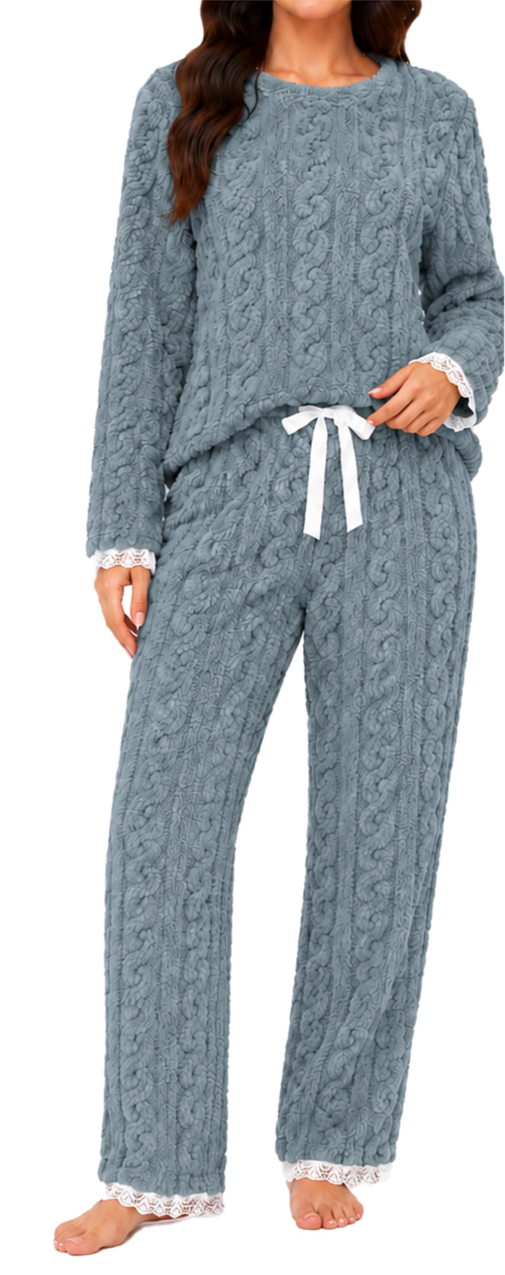 Conjunto de Pijama de Franela para Mujer Suéter Acogedor Holgado Pijama Pjs