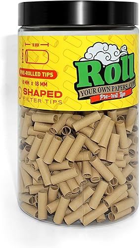 ROLLYOUROWNPAPERS Puntas preenrolladas sin blanquear 500 puntas Ø8mm Punta de papel rodante, marrón sin blanquear