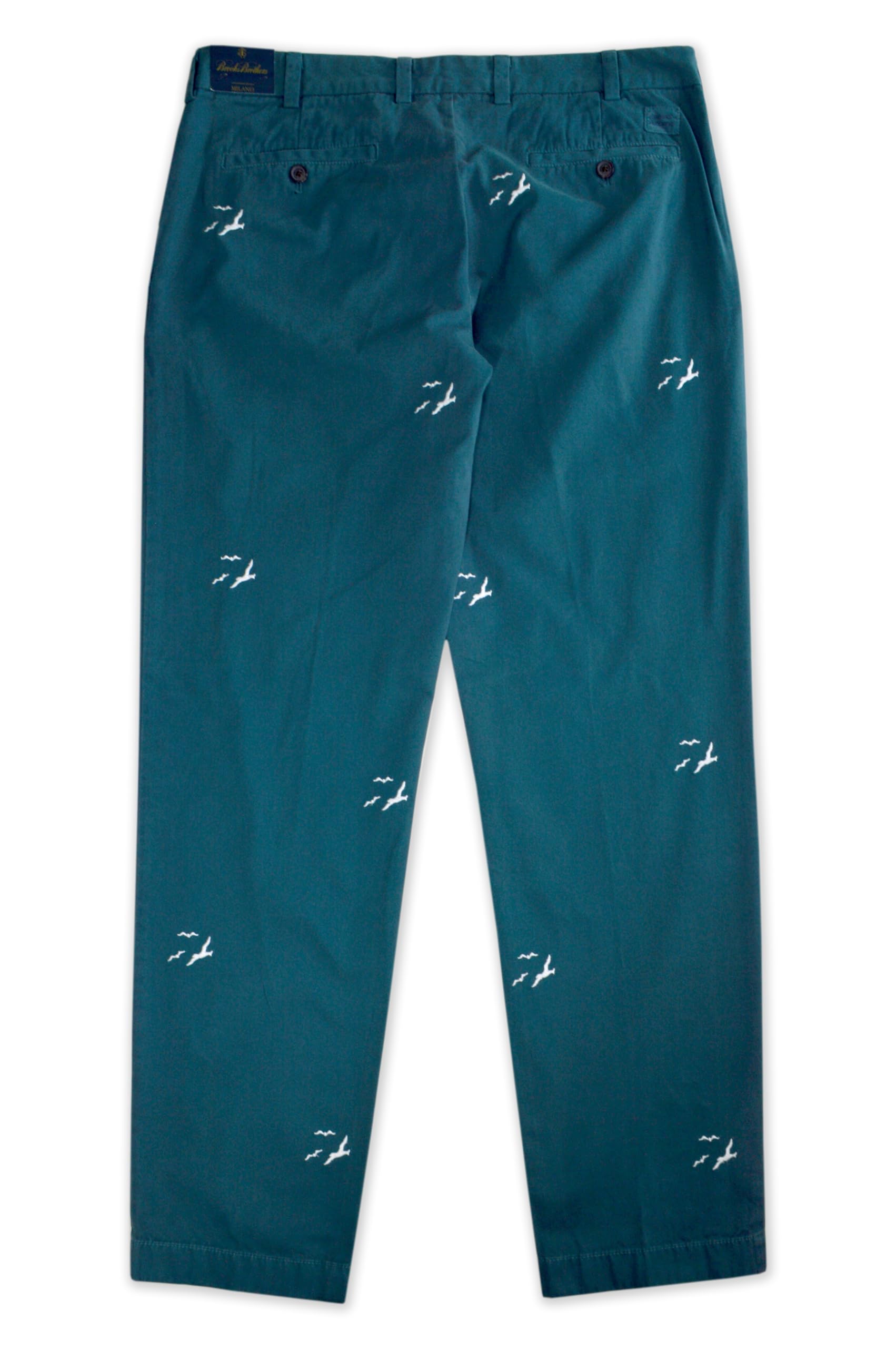 Brooks Brothers Milano Fit Seagull - Pantalones chinos teñidos con bordado para hombre