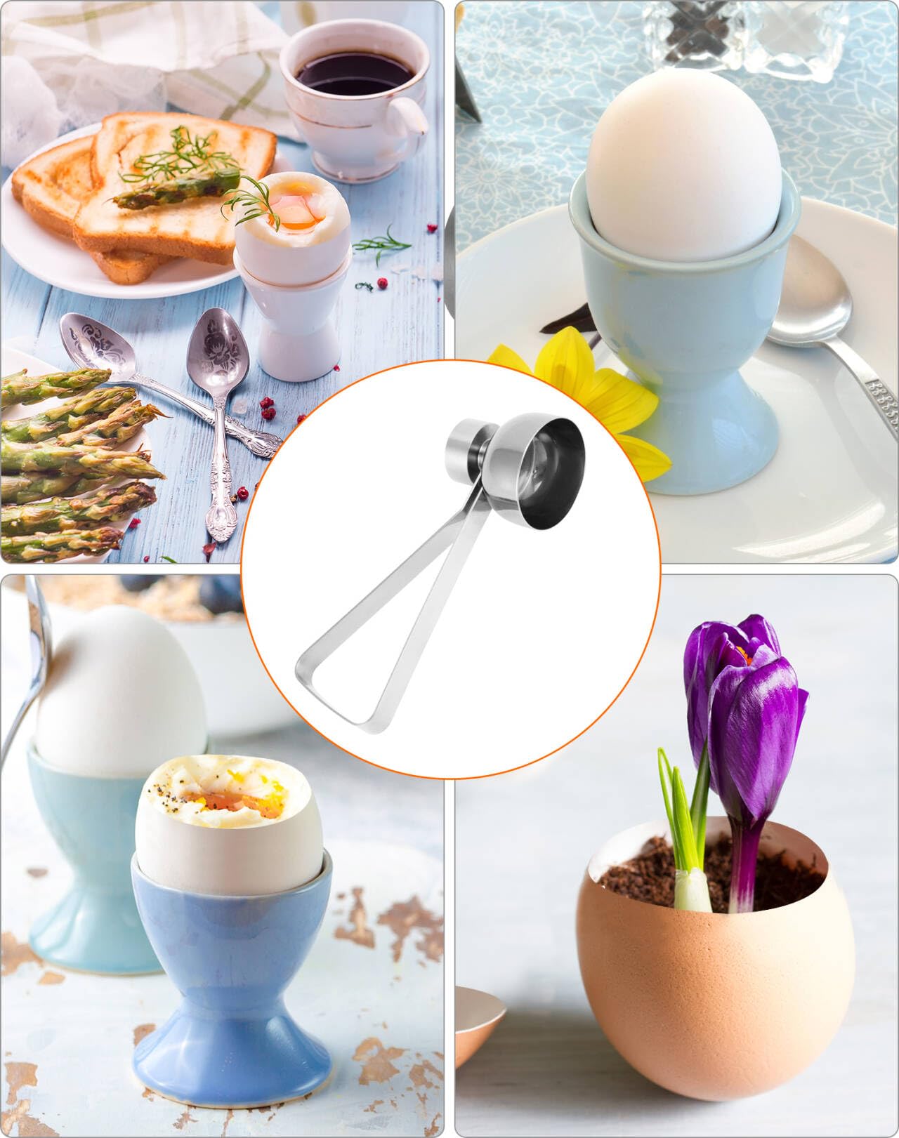 Abridor De Cáscaras De Huevo QWORK, Acero Inoxidable, Para Huevos Cocidos Y Crudos, Fácil De Usar