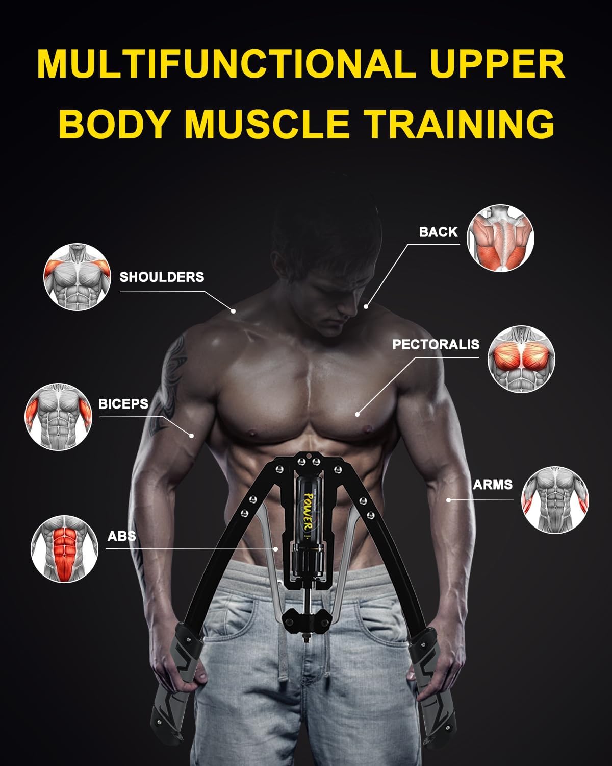 Twister Arm Exerciser Hydraulic Power Adjustable 22-440lbs, Home Chest Expander Shoulder Muscle Training Fitness Equipment, Biceps ABS Back Enhanced Exercise Strengthener, Thickened Carbon Steel