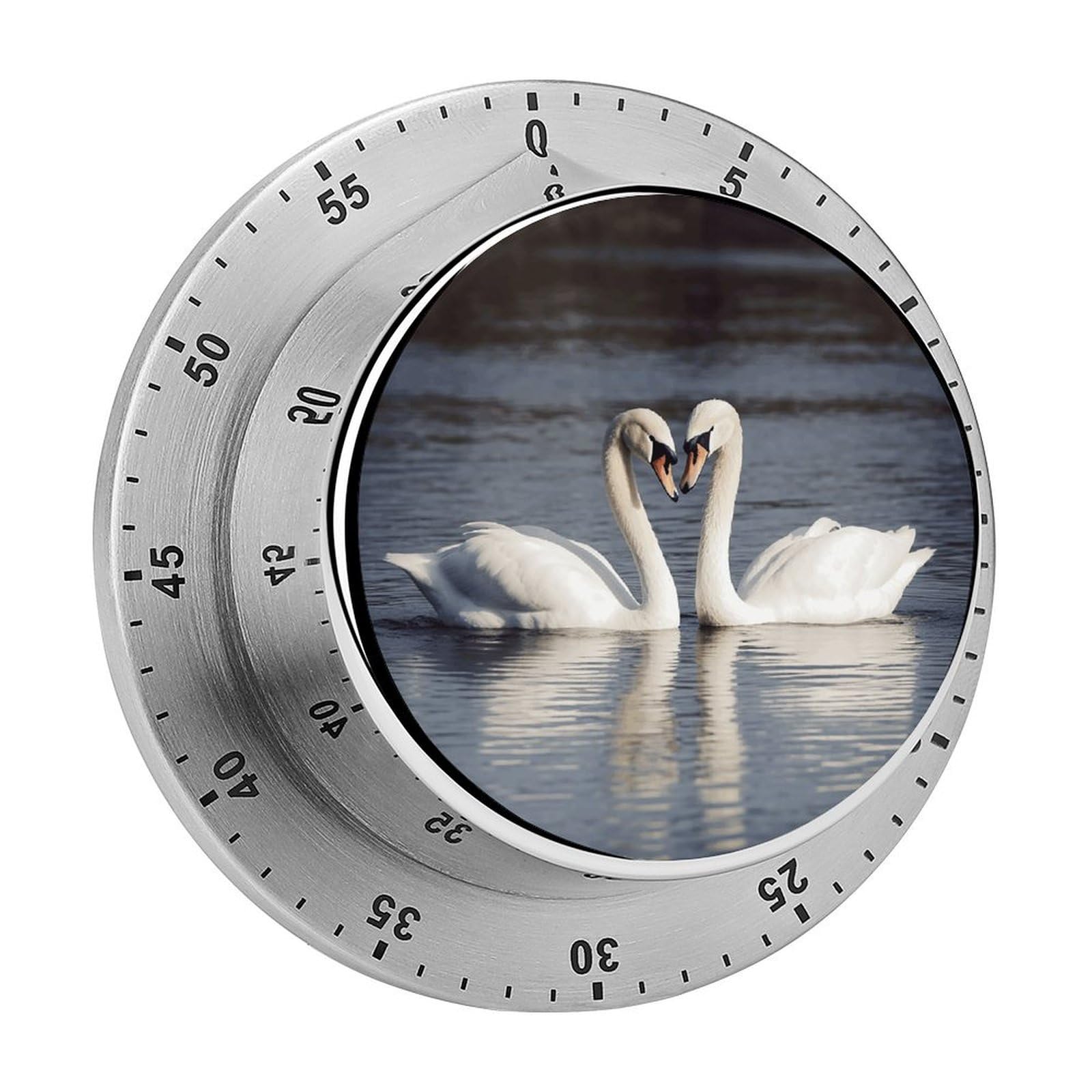 Romantic White Swan Visual Timer Chef Cooking Timer Clock with Loud Alarm Mechanical Desk Timers Countdown Reminder Magnetic Exquisite Stainless Steel Body Timers