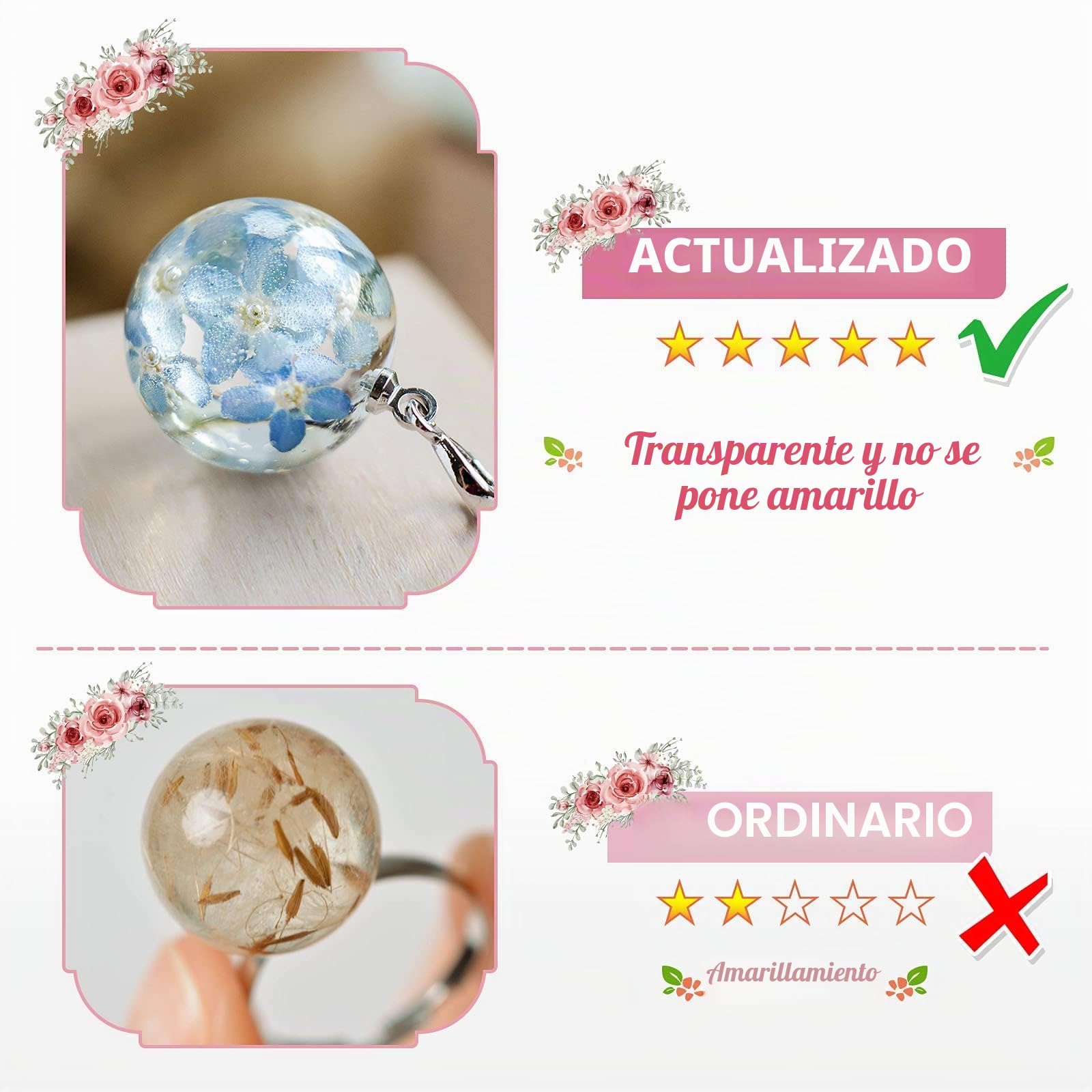 YIEHO Kit de Resina UV 500g - Resina Epoxi Transparente Ultravioleta Para la Producción de Joyas Artesanales Con Almohadilla de Silicona