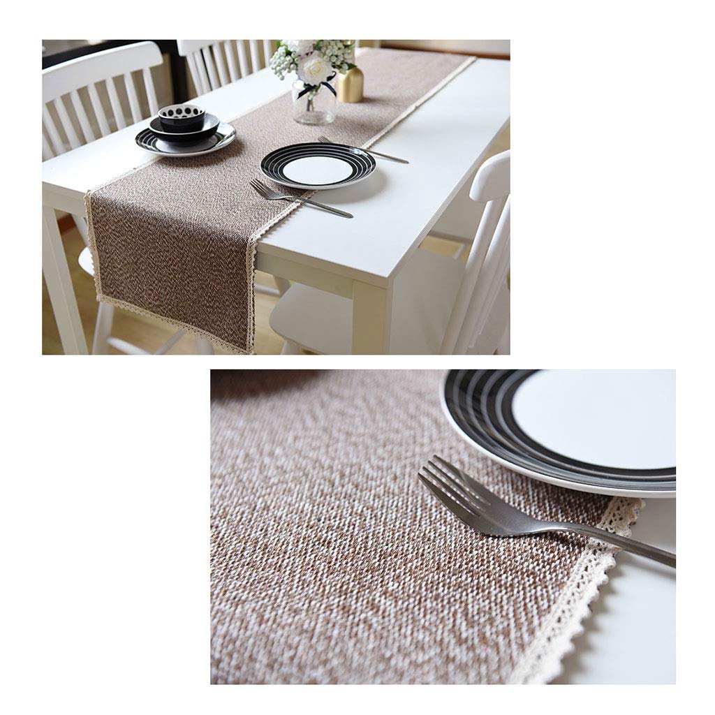 Runner da tavola per il tavolo da pranzo, Rettangolo Rustico Stile Nordico Lino Cotone Lino Stile Giapponese Semplice Elegante Nappa Rettangolare Caffè Americano(Coffee,35 * 90cm)