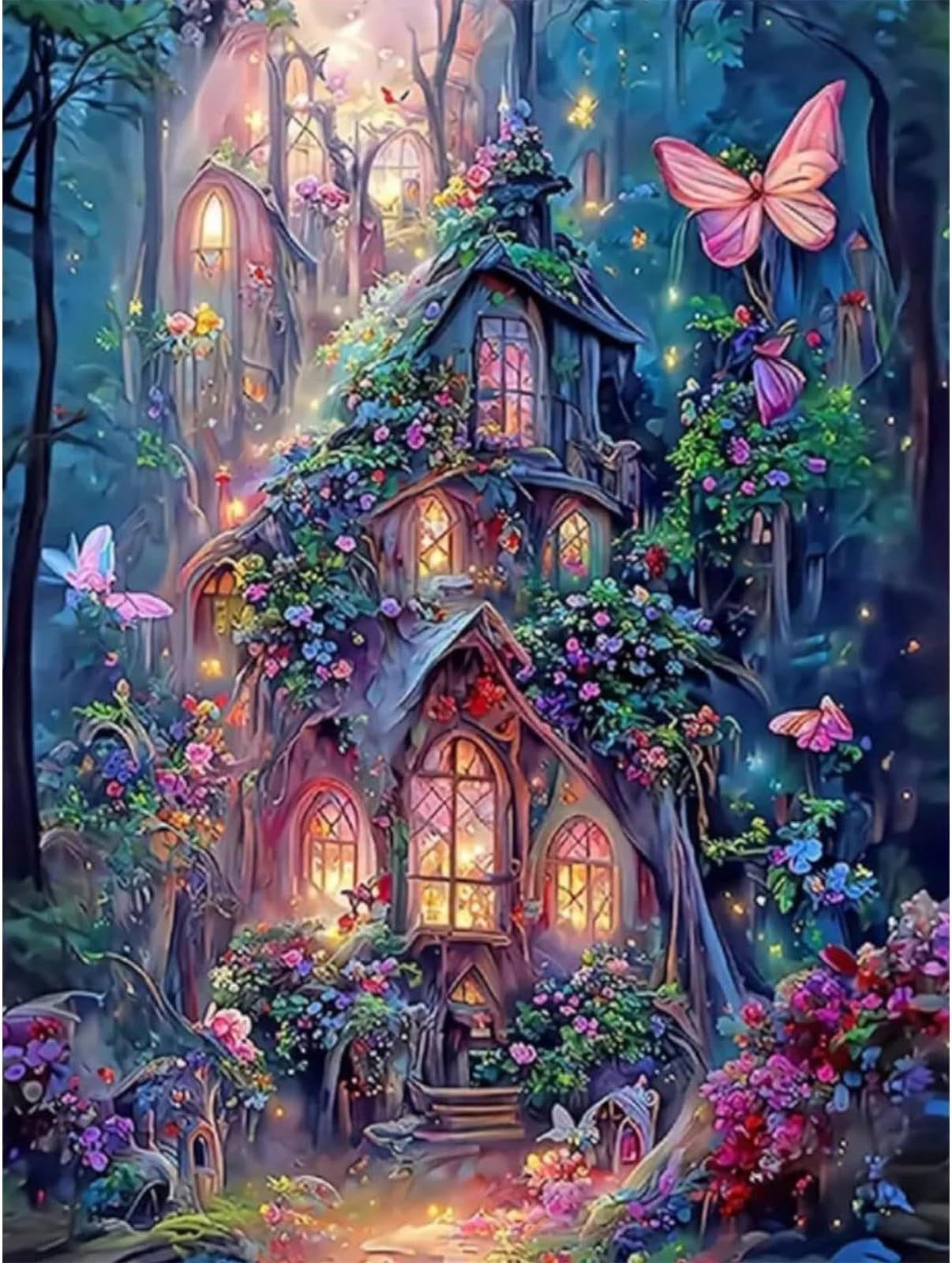 DIY Paint by Numbers for Adults, Fantasy Castle Canvas Oil Painting Kit for Adults, Landscape Craft Art Painting Kit Acrylic Pigment Drawing Paintwork for Gift Home Wall Decor 12x16 in (Without Frame)