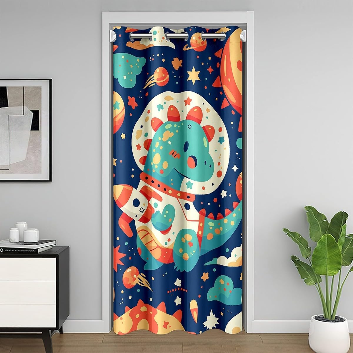 Feelyou White Wolf Doorway Curtain Privacy Safari Animal Door Cover Curtain Set for Kids Boys Girls Red Rose 30%-50% Room Darkening Blackout Curtain Teal Sky Window Treatments Room 1 Panel, 59"x80"