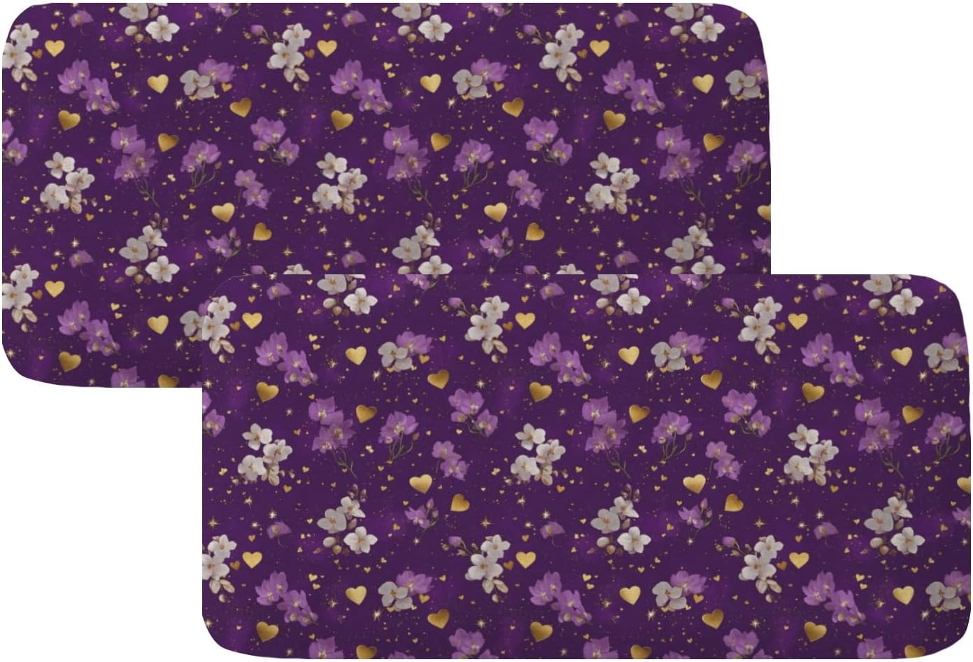 Purple Love Motif Loveseat Covers Couch Covers for 2 Cushion Couch, 2-Piece Stretch Sofa Slipcovers Anti-Slip Washable Furniture Protectors for Dogs Pets