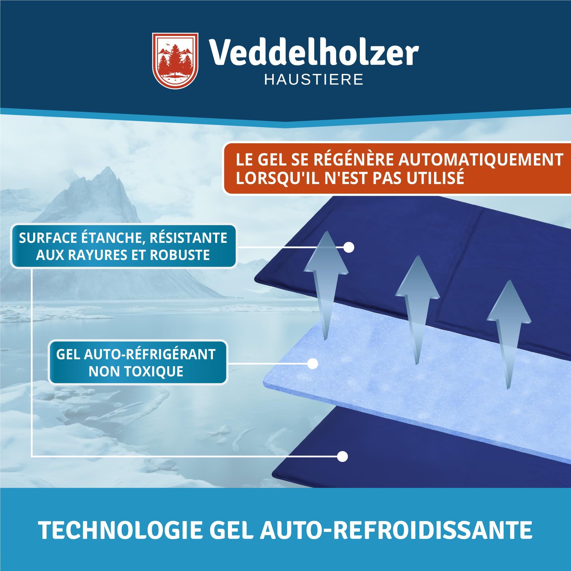 Veddelholzer Tapis rafraîchissant (L) pour Chien Extra épais, résistant aux Rayures, Auto-refroidissant sans électricité, Parfait pour l'été et Les Voyages pour Chiens de Petite, Moyenne et Grande