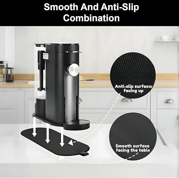 Coffee Machine Mat for Ninja PB051 PB041 Coffee Machine Mat Easy Sliding Coffee Machine Mat Under Coffee Machine Black with Ring - 4