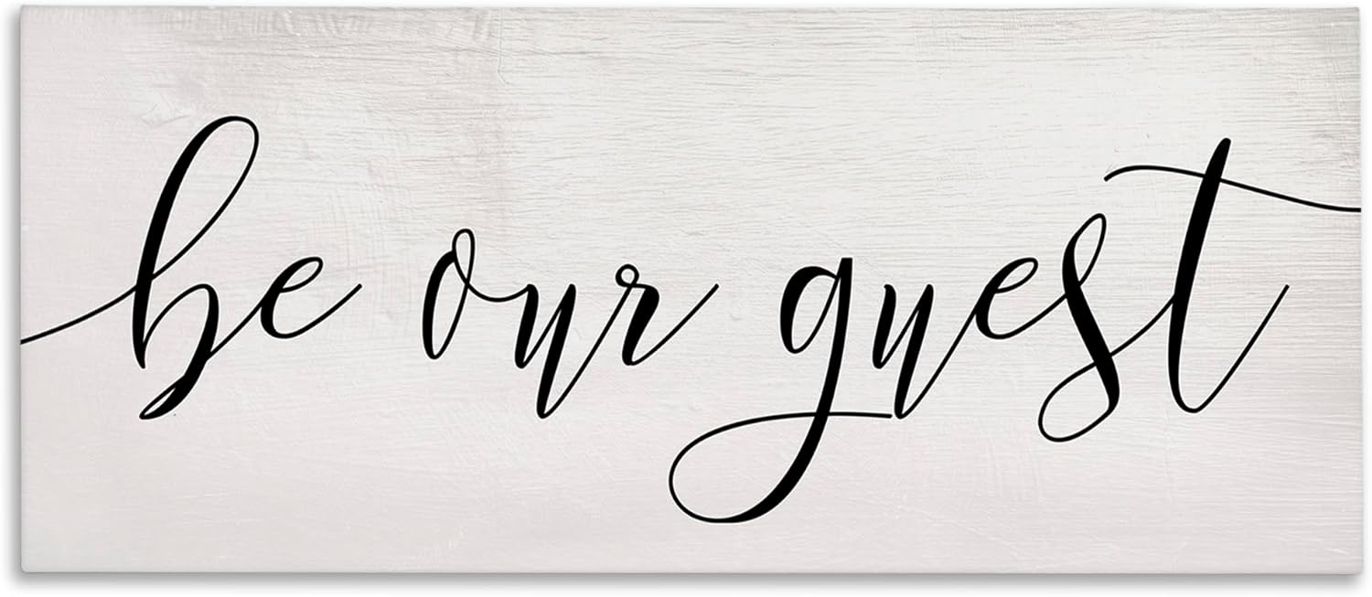 Stupell Industries Be Our Guest Script White Wood Look Typography, Design by Daphne Polselli Wall Art, 20x48 20x48 Gallery Wrapped Canvas