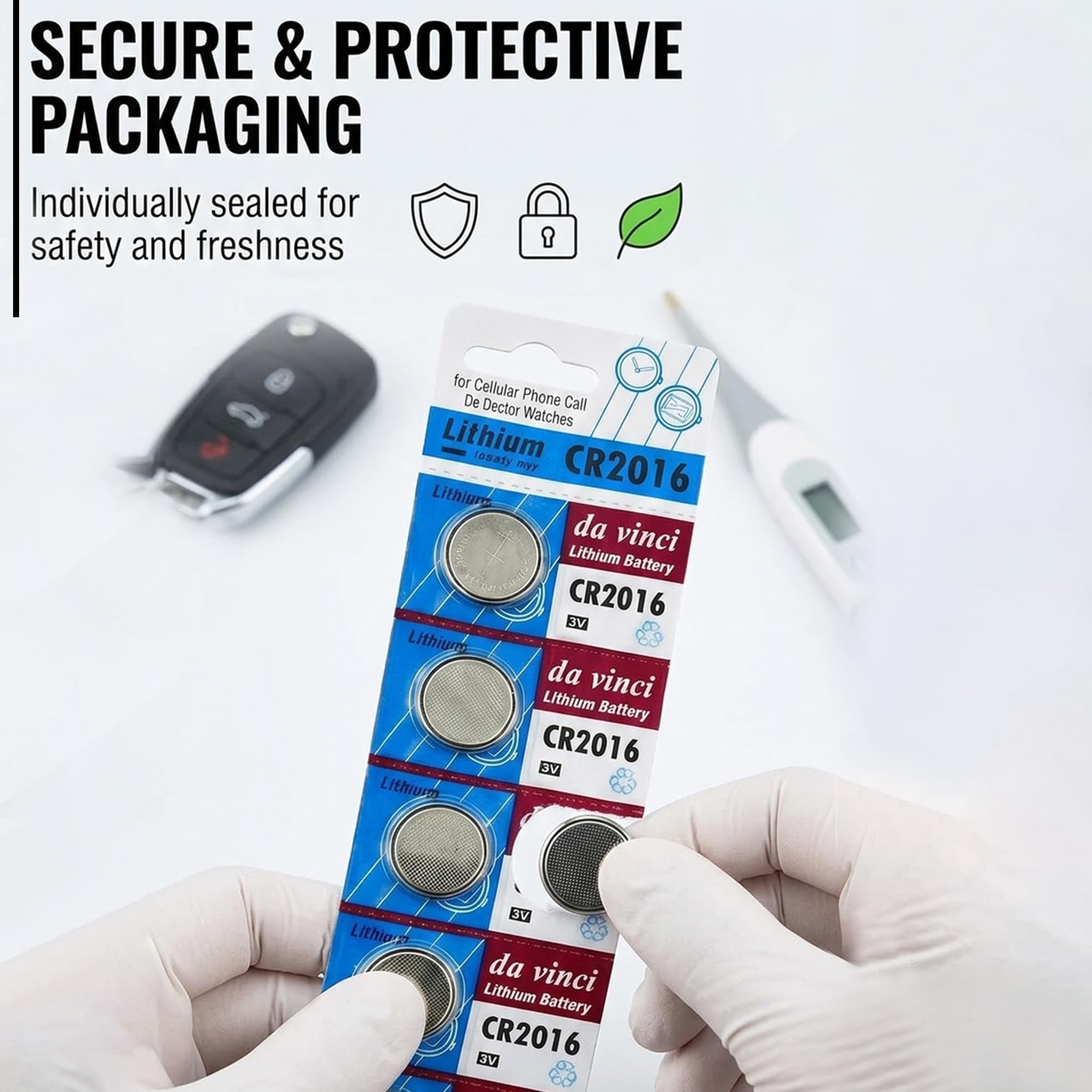 OBD CR2016 Lithium Coin Cell Battery 3V Long Lasting Power Button Batteries for Watches Key Fobs Remotes Calculators Electronics (5) — view 7