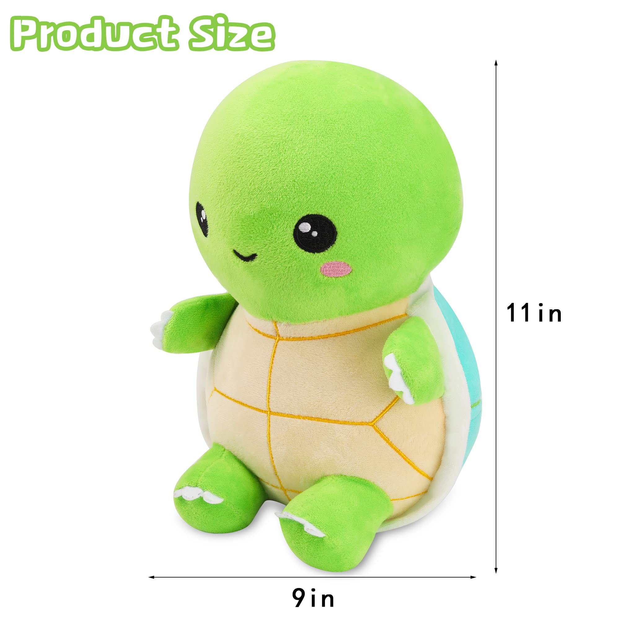 11'' Green Turtle Plushies Cute Stuffed Animal Tortoise Plush Toy Adorable Soft Turtle Doll Creative for Kids Boys Girls - Image 2