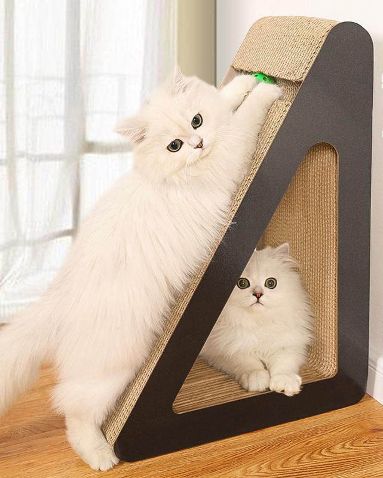 Carton à Gratter pour Chat, Tapis à Gratter pour Chat avec Balle, 2 en 1, Planche à Gratter pour Chat pour Chats D'intérieur, Amovible, Ondulé, Herbe à Chat Incluse,A
