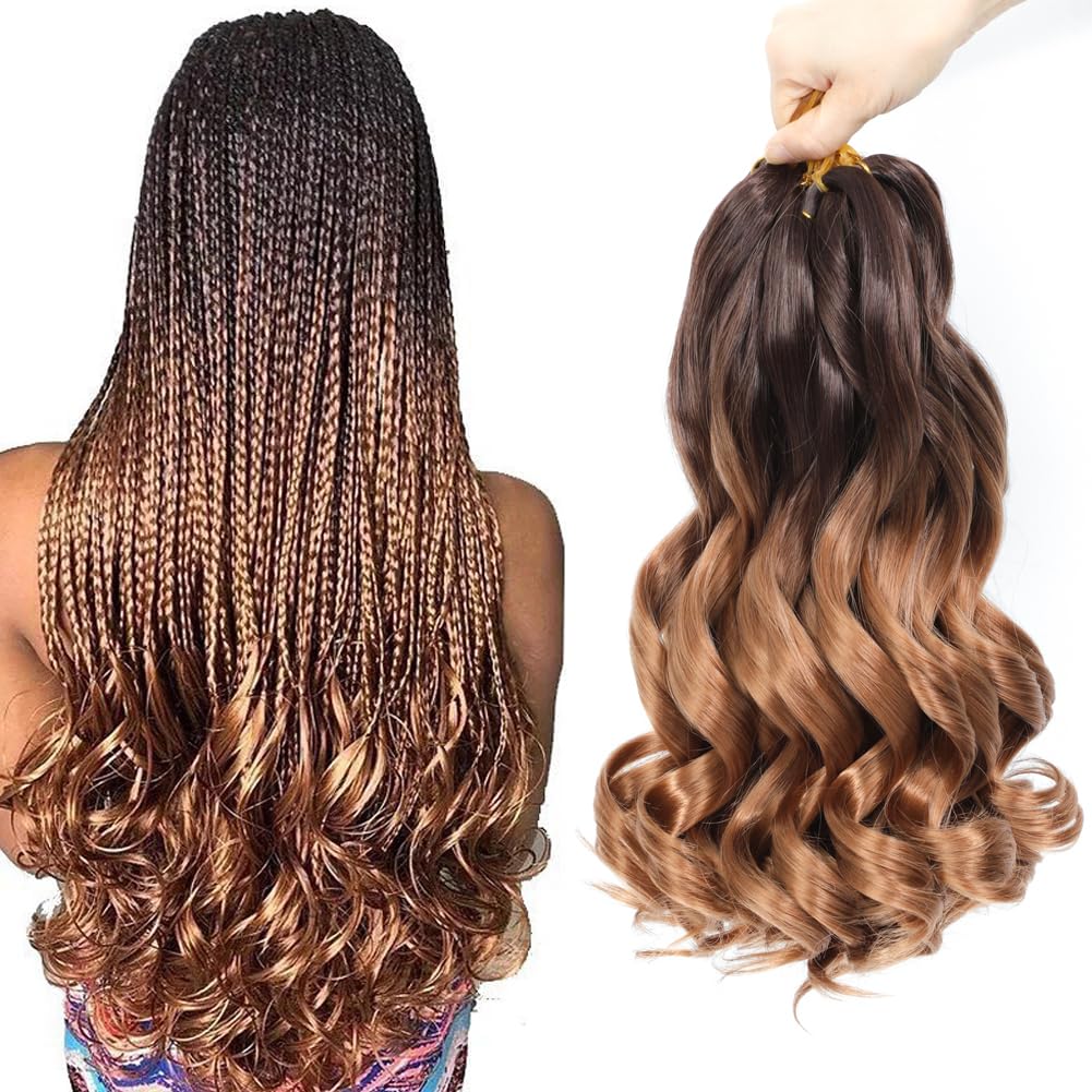 FALEMEI French Curl Braiding Hair 12 Inch 8 Packs Curly Braiding Hair Pre Stretched French Curls Braiding Extension Curl Crochet Braids Spiral Extensions (OT4/30#