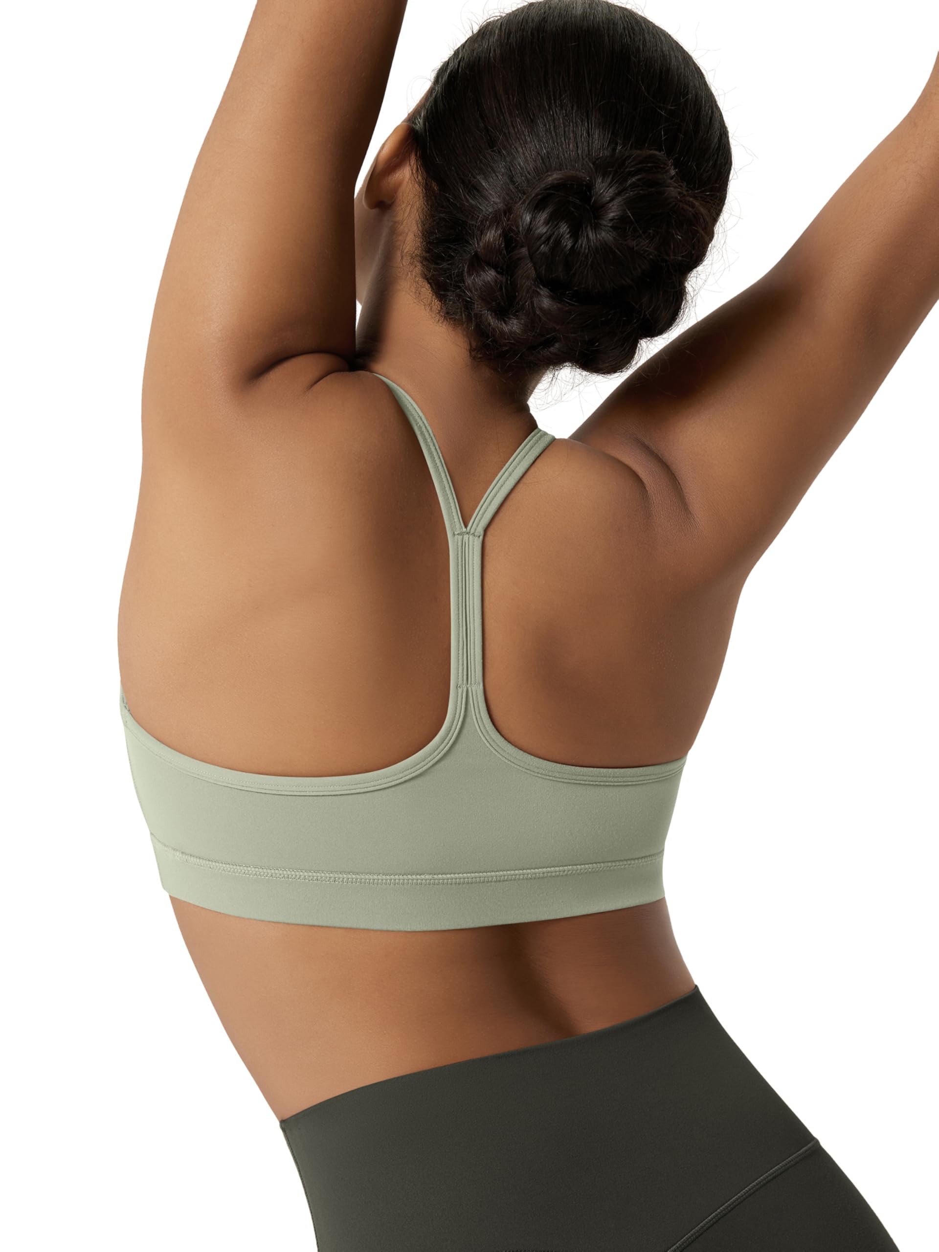 ODODOS Cloud Feeling Y Racerback Sports Bra for Women Wirefree Padded Strappy Yoga Bra