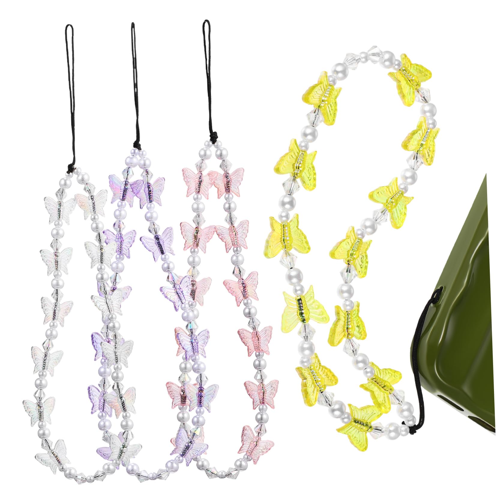SHINEOFI Perlen Handy Lanyard Mit Schmetterlingsperlen Dekoratives Für Und Komfort Für Smartphones Schlüsselanhänger Und Taschen