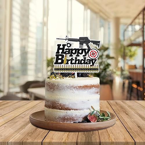 Miniatura 5 de Pistola pesada negra con purpurina para decoración de pastel de cumpleaños para decoración de cumpleaños para hombres y niños