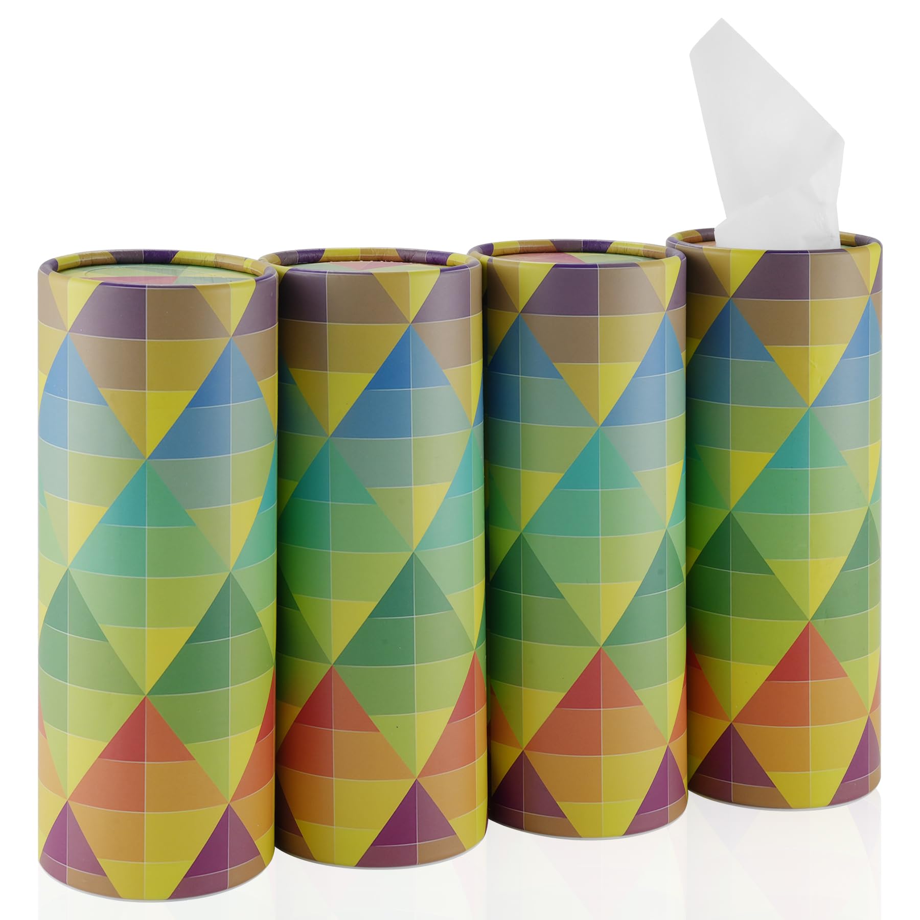 SINGARO Car Tissue Holder, 4 Pack Car Cup Holder Facial Tissues With Travel Tissue Bag, Quick And Convenient Flower Combination Car Tissue Box(4 Canisters/200 Tissues) Black - Red