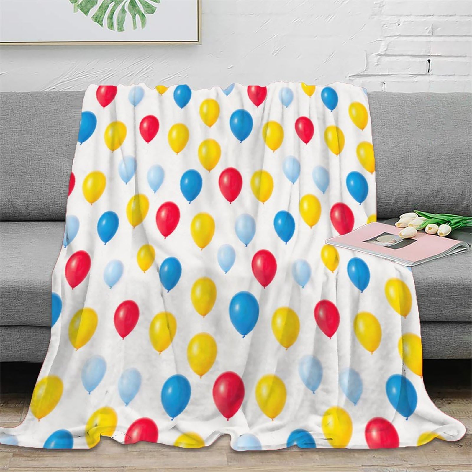 Couverture fête ballons 3D en microfibre pour sublimer votre jeté de canapé de salon