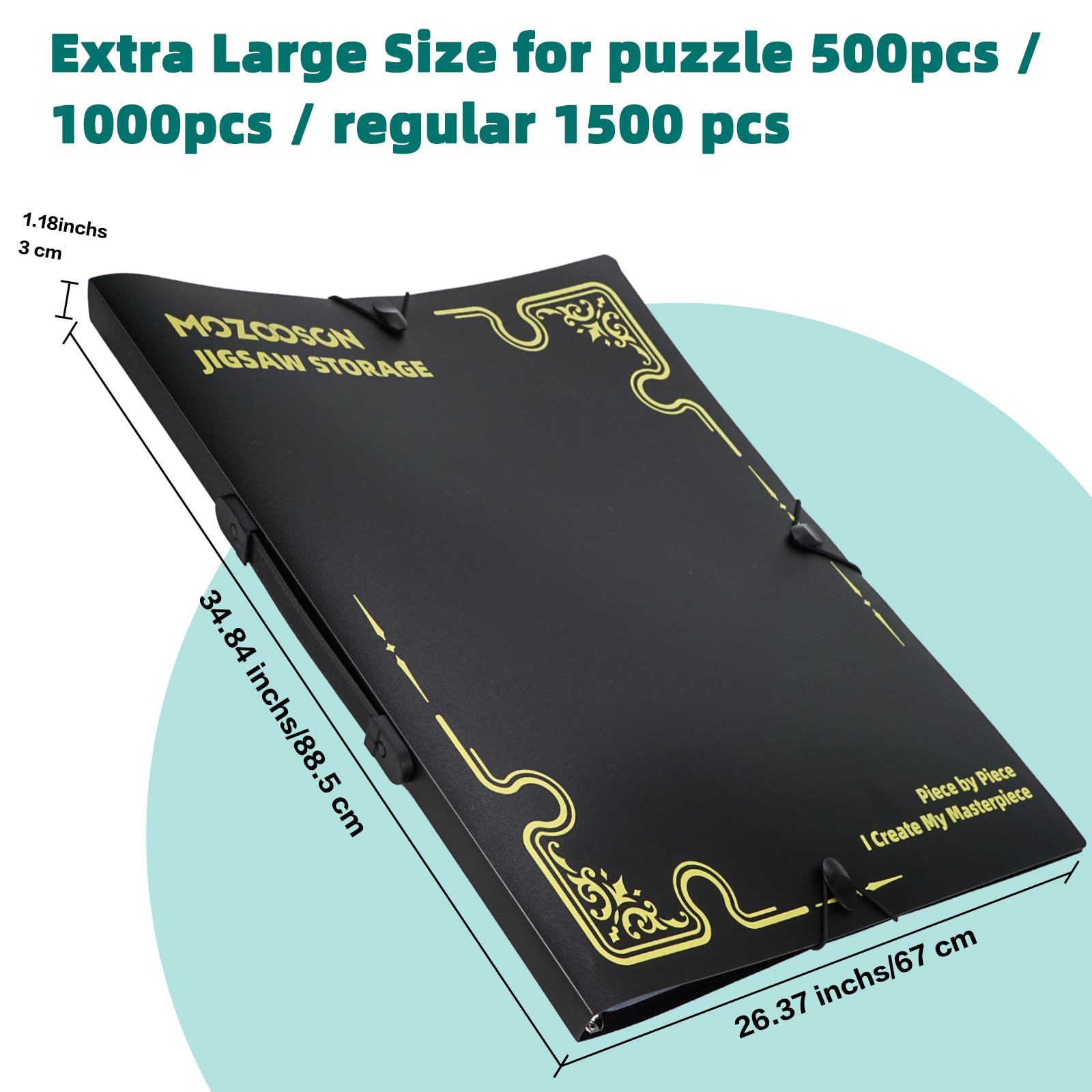 MOZOOSON Segregator do przechowywania puzzli na 1500 szt./1000 szt., akcesoria do puzzli z 25 kieszeniami, organizer o dużej pojemności, akcesoria pyłoszczelne i ochronne, dla entuzjastów