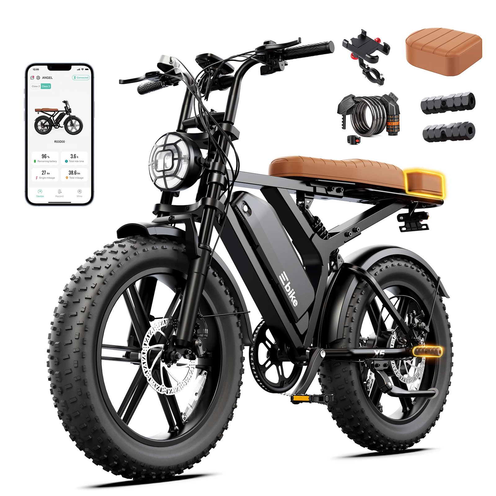 SISIGAD Electric Bike for Adults, 2000W Peak Motor E Bike with 48V Removable Battery, 65-120 Miles Range Electric Bicycle, 20 * 4" New All-Terrain Ebike with 7 Speeds, Full Suspension