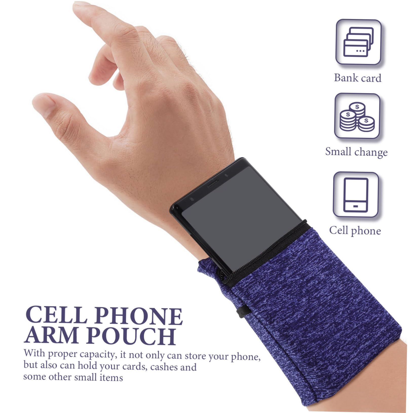 Uonlytech 5piezas Bolsillo Deportivo para Teléfono Funda De Brazo y Elástica para Correr y Actividades Al Aire Compatible Móviles