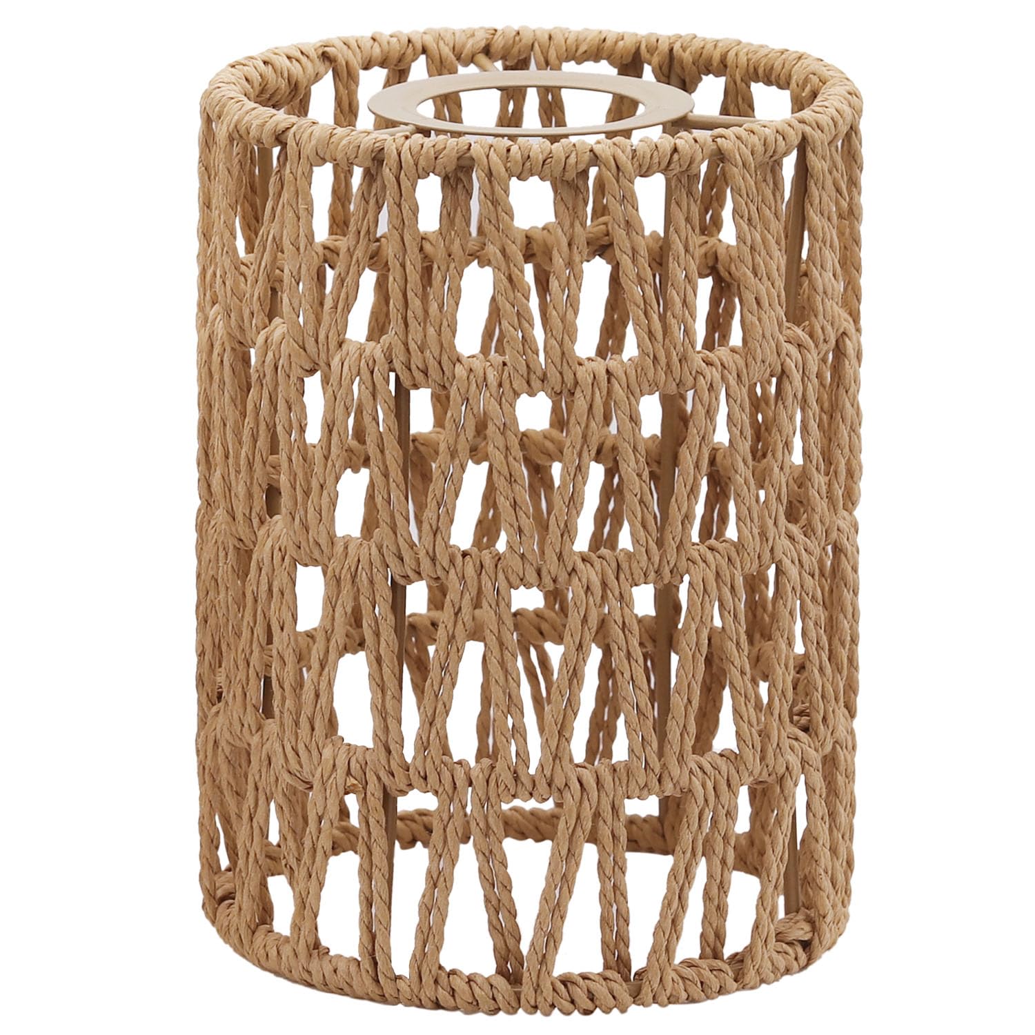 Fitter Farmhouse - Lámpara colgante de 1.63 pulgadas para candelabro, 1 paquete de pantallas de lámpara de ratán bohemio de 6.3 pulgadas de alto x 4.9 pulgadas de profundidad, repuesto para