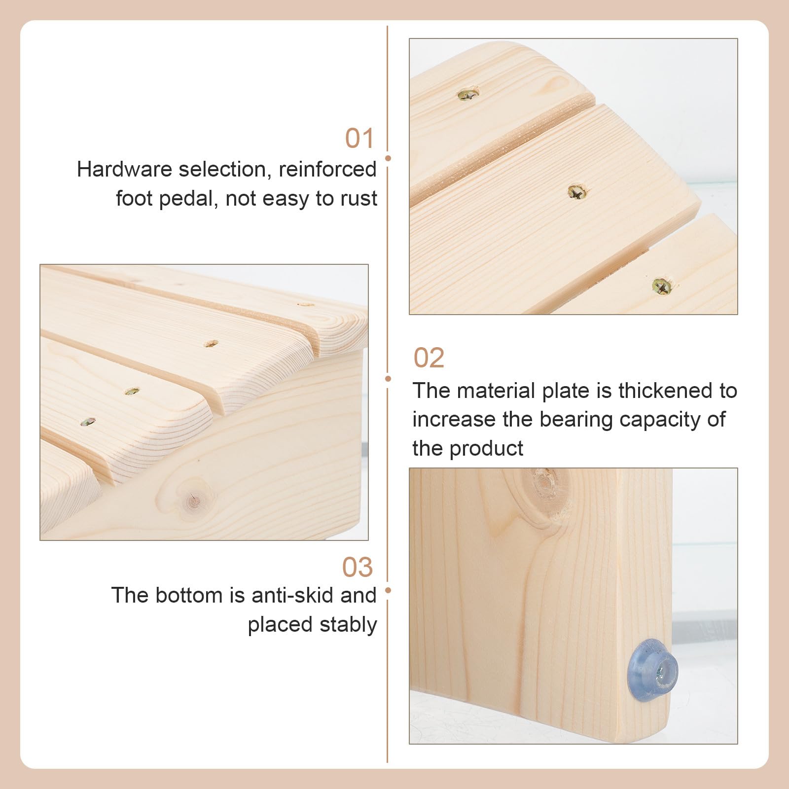 ULTECHNOVO Poggiapiedi in Legno Inclinato per Ufficio e Casa, Realizzato in Materiale Sintetico, Design Portatile che Migliora Comfort Durante Riposo