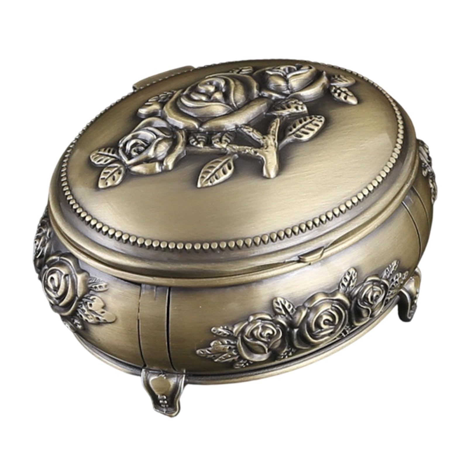 SXRQ Ornate Floral Pattern Jewelry Display Box Craft of Sturdy Alloy with Enameled Finish Elegant Jewelry Display Case